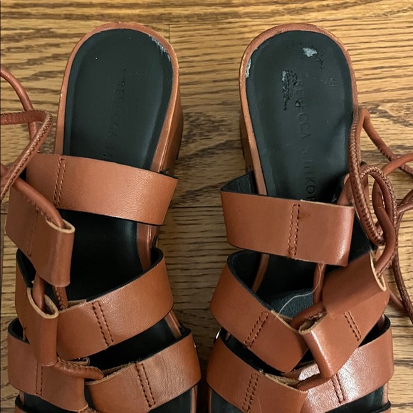 Rebecca Minkoff Iven Brown Leather Lace-Up Gladiator Wedge Platform Sandals 7 - Picture 3 of 9